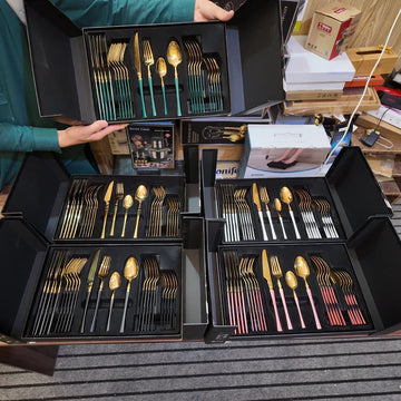 Lot Imported 24 Piece Cutlery Set in 5 Colors