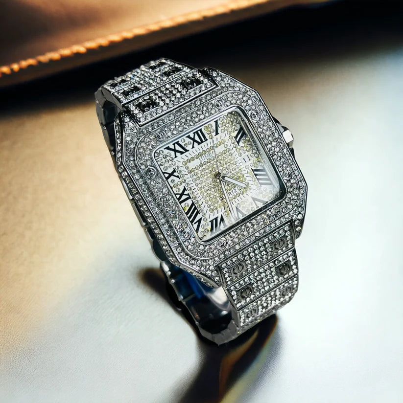 Luxury Elegant Frost Iced-Out Square Stone Watch