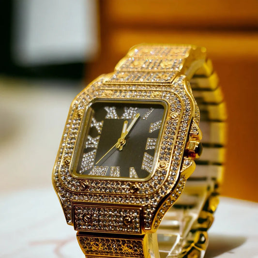 Luxury Gold Iced Out Stone Square